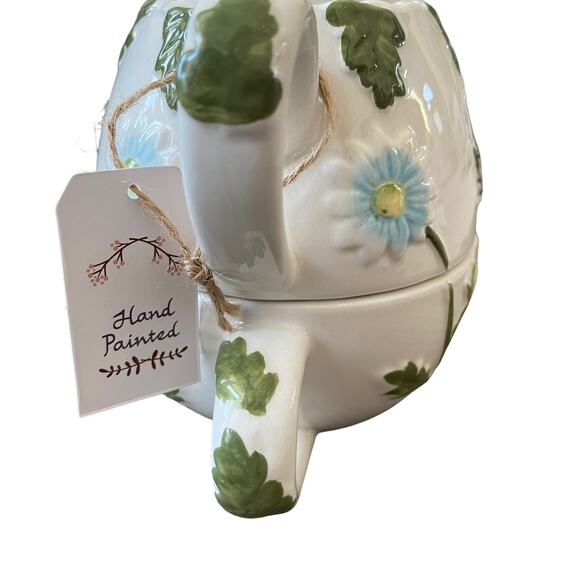 Connections 3 pc Hand Painted Spring Floral Ceramic Tea Pot & Cup For One NEW - Picture 6 of 12